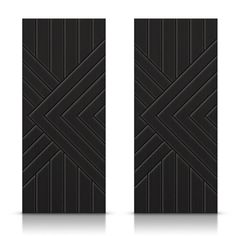 two doors with black and white lines on them