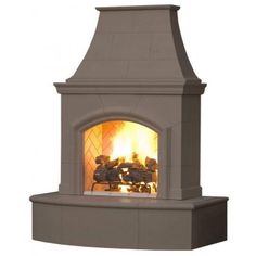 an outdoor fireplace is shown on a white background