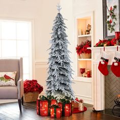 a decorated christmas tree in a living room