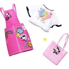 three children's clothing and accessories are shown in this image, including a tote bag