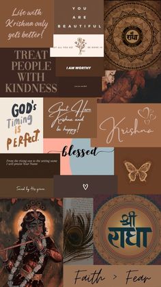 many different types of posters with some writing on them, including one that says faith and the