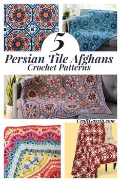 crochet afghans with the title 5 persian tile afghans crochet patterns