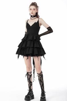 Our High Low Goth Layered Devil Dress is a stunning garment with several unique design elements. The dress has a fit and flare cut, accentuating the wearer's curves while providing a comfortable fit. The low neckline has a pointed detail, which adds an edgy, gothic touch to the overall look. Devil Outfit, Dark Punk, Frilly Dresses, Punk Outfits, Love Clothing, Gothic Dress, Layer Dress, Layered Skirt, Goth Outfits