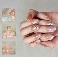 Impressionist Nails, Light Academia Nails, Casual Nails