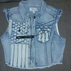 Sleeveless Frayed Bottom Denim Jacket. Stara And Stripes In Time For Memorial Day. No Damage, No Stains. Never Worn. White Sleeveless Denim Vest For Spring, Casual White Sleeveless Denim Vest, White Sleeveless Denim Vest For Summer, Sleeveless Denim Jacket, Denim Outfits, Denim Outfit, Memorial Day, In Time, Denim Jeans