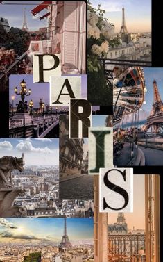 paris collage with the eiffel tower in the background