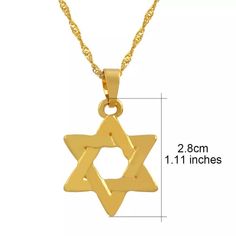 18k gold plated Israel necklace Makes perfect gift for love ones . Choose 18inch or 23 inch . Unisex for men or women. Israel Star Hexagram Pendant Necklaces Magen David Silver/Gold Color Jewelry Tantrism Jewish Star Solomon Seal Magen David Necklace, Solomon Seal, Jewish Star Necklace, Star Of David Necklace, Solomons Seal, Jewish Star, Bat Mitzvah Gifts, Gift For Love, Jewish Jewelry