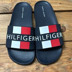 Brand New Tommy Hilfiger Slides. Navy Blue With Red And White Logo On Top. Size 8 Women’s. Cheap Tommy Hilfiger Synthetic Sandals, Tommy Hilfiger Slides, Blue Slides, Hilfiger Shoes, Tommy Hilfiger Shoes, Logo New, Size 8 Women, Women's Shoes Sandals, Slides