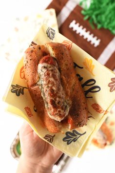 a hand holding a hot dog with meat and cheese