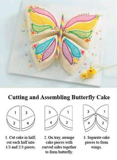 the instructions for how to make a butterfly cake