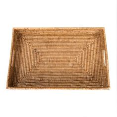 an empty wicker tray on a white background