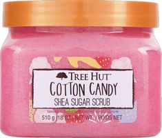 Tree Hut Cotton Candy, Aesthetic Scrubs, Shea Sugar Scrub, Spun Sugar, Exfoliating Body Scrub, Sugar Body Scrub, Sweet Cream, Sugar Body, Macadamia Oil