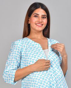 Printed Maternity Dress Pregnancy Dress for Women Zip For Baby Feeding Daily Wear Kurtis Nursing Outfit For Breastfeeding Gift for Her. Printed Maternity Dress. Soft Lightweight Breathable. Fabric that Keeps you Cool. 100% Cotton Fabric. Skin and Baby Safe Fabric.  Size--XS, S, M, L, XL, 2XL, 3XL, 4XL, 5XL, 6XL. Length - 46 Inches. Adapts to your Belly Size. Hand block Print Fabric.  Customisation Can be Done.  Wash Care :  Do Not Soak or Tumble Dry. Cold Water Wash Using Mild Detergent. Dry in Fitted Cotton Maternity Dress, Blue Cotton Maternity Dress, Cotton Long Sleeve Maternity Dress, Long Sleeve Cotton Maternity Dress, Nursing Outfit, Nursing Dresses, Pregnancy Dresses, Pregnancy Outfit, Pregnancy Dress