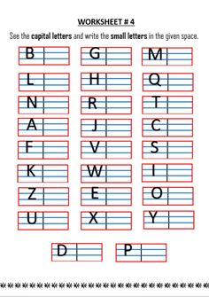 worksheet for capital and small letters in the given space