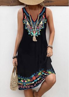 Color:Black;Size:S;Size:M;Size:L;Size:XL;Size:XXL;Package Contents:1 X Dress;Occasion:Other;Style:Casual; Swimming Attire, Geometric Clothing, Airy Dress, Casual Tanks, Printed Summer Dresses, Mini Dress Fashion, Print Dresses, Vestido Casual, Floral Dress Summer