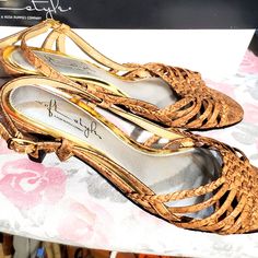 Size 7.5, Brand New. Never Worn Brown Low Heel Evening Sandals, Brown Low Heel Sandals For Party, Brown Low Heel Party Sandals, 2024 Sandals, Shoes Soft, Heels Sandals, Box Color, Soft Style, Sandals Heels