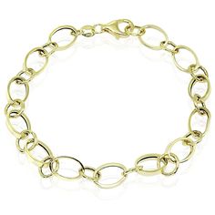 Wear this classic gold bracelet to enhance your daytime or evening attire. The bracelet displays dainty oval and round links and measures 7mm wide by 7.25-inches long. Wear it as a simple bracelet or use it for stacking adding your chains and bracelets from you jewelry collection. This gold bracelet can be purchased as bracelets for women, teens or girls. It’s crafted of 14k gold, secures with a lobster clasp and is made in Italy. Product Details Metal Type yellow-gold Metal Stamp 14k Weight 2.8 Luxury Gold Bracelet With Oval Link Box Chain, Luxury Minimalist Oval Link Chain Bracelet, Luxury Classic Oval Chain Bracelet, Luxury Oval Gold Chain Bracelet, Luxury Oval Link Charm Bracelet, Luxury Elegant Gold Oval Link Bracelet, Luxury Oval Link Gold Bracelet, Bracelet Displays, Bracelet Display