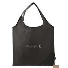 a black shopping bag with the logo of an animal on it's front pocket