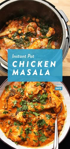 the instant pot chicken masala is ready to be eaten