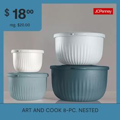 Set includes: 0.6-qt bowl with lid, 1.13-qt bowl with lid, 23-qt bowl with lid, 7-qt bowl with lid# Pieces In Set: 8Features: Bpa Free, Microwave Safe, Nesting Design, Freezer Safe, Dishwasher SafeCare: Dishwasher SafeMaterial: PlasticCountry of Origin: Imported Mixing Bowl Set, Nest Design, Mixing Bowls Set, Mixing Bowls, Bakeware, Mixing Bowl, Bowl Set, Buy Art, Bpa Free