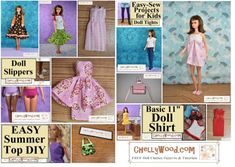 doll clothes and accessories are featured in the magazine, easy sew patterns for dolls