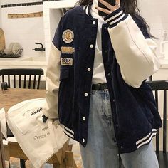 Brand Name: Anokhinaliza??Style: StreetwearHooded: NoMaterial: COTTONMaterial: SpandexSeason: Spring/AutumnPattern Type: SolidClothing Length: ShortType: High WaistGender: WOMENAge: Ages 18-35 Years OldCollar: O-NeckClosure Type: zipperItem Type: Outerwear & CoatsSleeve Length(cm): FullSleeve Style: RegularModel Number: JE010Thickness: STANDARDRelease Date: FW2022Outerwear Type: JacketsDecoration: FeathersDecoration: PocketsDecoration: Sashes Jacket Corduroy, Corduroy Coat, Retro Jacket, Stripe Outfits, New Retro, Oversized Jacket, Style Office, Hijab Style, Baseball Jacket