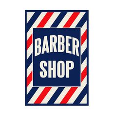 a barber shop sign with red, white and blue stripes