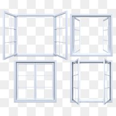 four open windows on a white background