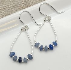 Lane - Silver & Blue Aventurine Earrings Bijou by SAM Teardrop Hoop Earrings, Jewelry Making Classes, Boho Hoop Earrings, Blue Aventurine, Beaded Earrings Diy, Dye Fabric, Craft Jewelry, 16 29, Beaded Hoops