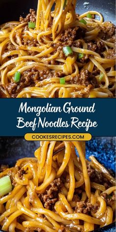 These Mongolian Ground Beef Noodles are a delicious, savory dish ready in under 30 minutes! 🍜 Tender linguine noodles tossed in a sweet and spicy Mongolian sauce with ground beef, garlic, and hoisin sauce. Perfect for busy weeknights or a cozy dinner! 🌶️ #MongolianBeefNoodles #EasyDinnerRecipes #OnePotMeals #GroundBeefRecipes #QuickDinnerIdeas Beef And Garlic Noodles, 30 Minute Mongolian Beef, Swedish Ground Beef Recipes, Chinese Casserole Recipes Ground Beef, Quick Meals Ground Beef, Easy Things To Cook With Ground Beef, Asian Ground Beef Recipes Noodles, Brown Noodles Recipes, Garlic Beef Pasta