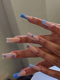 Colourful Acrylic Nails, Nails Painted, Nail Trend, Diy Acrylic Nails, London Nails, Blue Acrylic Nails, Grunge Nails, Colored Acrylic Nails