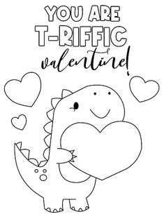 a dinosaur holding a heart with the words you are t - traffic valentine