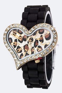 Wicked Wonders VIP Bling Watch Animal Print Heart Watch Leopard Brown Affordable Bling_Bling Fashion Paparazzi Heart Watch, Wrist Game, Affordable Jewelry, Cute Jewelry, Affordable Fashion, Fashion Watches, Rolex, Animal Print, Fashion Jewelry