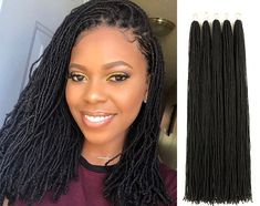 PRICES MAY VARY. Guohui Micro Faux loc Crochet Hair is one kind of sister locs, 100% handmade locs. Product Information: Width 0.15 "(0.4cm), 85g/pack, 5 packs/lot, folded 36 inch 48 strands(unfolded 72 inch 24 strands), 5 packs can make a full head. Basic DIY: Cut it to the length you need and install. Twist the cut tail will extend its use time. Advanced DIY: Made into waves or others but need more experiments，we suggest the hairstylist to try. There is a certain probability of getting a new h Mini Afro, Small Locs, Faux Locs Crochet, Afro Braids, Curly Crochet Hair Styles, Locs Crochet, Natural Hair Short Cuts, Diy Braids, Pigtail Braids