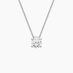 18K White Gold Floating Solitaire Lab Grown Diamond Pendant Necklace Single Diamond Necklace, Floating Diamond Necklace, Solitaire Diamond Pendant, Diamond Solitaire Necklace, Elegant Pendant, Solitaire Necklaces, Diamond Pendant Necklace, Lab Created Diamonds, Lab Diamonds