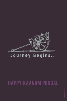 a purple background with the words journey begins and an image of a wheel on it