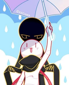 a cartoon character holding an umbrella in the rain