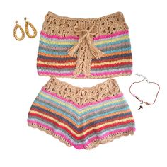 Make a splash this summer with our Crochet Beach Babe Two Piece Bikini Set, exclusively at Rita Rosa. This chic swimsuit features a unique strapless top with a crochet stripe pattern and a comfortable, stretchy fit. Chic Crochet Swimsuit Set: Includes a strapless top and shorts-style bottom for a trendy beach look Unique Design: Crochet stripe pattern with intricate floral detailing at top and bottom edges Comfortable Fit: Strapless top with stretchy fit; shorts-style bottom with elastic waistba Crochet Swimsuit, Chic Swimsuit, Chic Crochet, Design Crochet, Trendy Beach, Shorts Style, Swimsuit Set, Crochet Crop Top, Fashion Deals