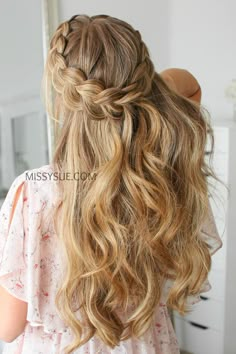 Half Up Dutch Braid, Missy Sue, Braided Crown Hairstyles, Dutch Braid Hairstyles, Hairstyles Tutorial, Ball Hairstyles, Elegant Wedding Hair, Braid Hairstyles, Dutch Braid