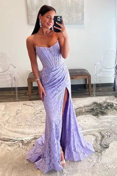 AerbaDress Elegant Lavender Evening Dress Lace Strapless Long Mermaid – AERBA DRESS Prom Dresses Lavender, Prom Dresses Sparkly, Lavender Prom Dresses, Prom Dresses Long Lace, White Homecoming Dresses, Royal Blue Prom Dresses, Mermaid Prom Dress, Blue Homecoming Dresses, Lace Prom Dress