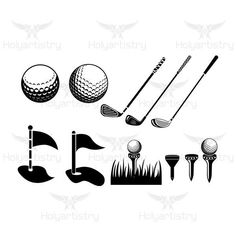 various golf related items including tees, ball and flag