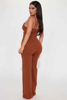 Available In Mocha And Black. Jumpsuit Spaghetti Straps Sweetheart Neckline Faux Corset Wide Leg Pant Stretch Self 96% Polyester 4% Spandex Lining 100% Polyester Imported | Taking Notes Jumpsuit in Mocha size XS by Fashion Nova Brown Fitted V-neck Jumpsuits And Rompers, Trendy Brown Jumpsuits And Rompers For Loungewear, Brown Fitted V-neck Jumpsuit, Brown Stretch Jumpsuits And Rompers For Party, Fitted Brown Jumpsuits And Rompers For Party, Trendy Brown Jumpsuits And Rompers For Night Out, Trendy Brown Jumpsuit For Night Out, Brown V-neck Jumpsuits And Rompers For Party, Sweater Jumpsuit