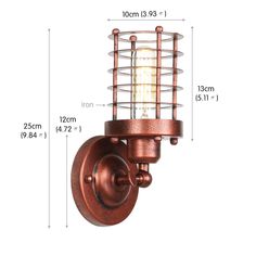 an image of a wall light with measurements