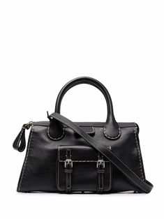 Designer Tote Bags, Leather Handbags Women, Black Leather Handbags, Black Tote, Day Bag, Balenciaga City Bag, Coach Swagger Bag, Embossed Logo, Pocket Pouch