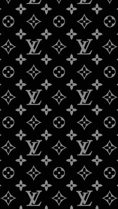 black and white louis vuitton wallpaper with monogrammed symbols on it