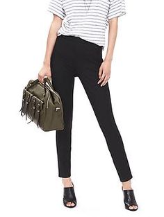 Sloan-Fit Black High-Waist Pant | Banana Republic Chic Fitted Bottoms With Zip Fly, Sleek Stretch Bottoms With Zipper Closure, Chic Stretch Bottoms With Zip Fly, Elegant Pants With Zipper Closure For Fall, Chic Mid-rise Pants With Zip Fly, Chic Workwear Pants With Zip Fly, Stretch Bottoms With Back Zipper For Night Out, Fitted Workwear Bottoms With Side Zipper, Fitted Bottoms With Side Zipper For Work