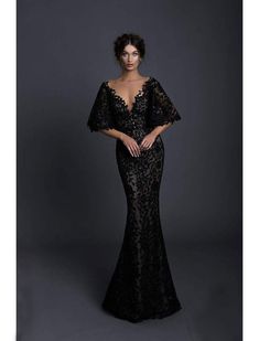 Tarik Ediz - 93616 Illusion V Neckline Allover Lace Evening Dress – Couture Candy Tarik Ediz Dresses, Cutout Gown, Couture Evening Dress, Tarik Ediz, فستان سهرة, Lace Evening Dresses, Black Wedding Dresses, Prom Dresses With Sleeves, Formal Evening Dresses