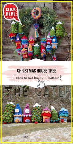 the christmas house tree has been made out of yarn