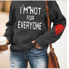 Fluffy Soft Black Sweatshirt Red Heart Sleeve Unisex Fit Im Not For Everyone, Cute Couple Shirts, Art Sweatshirt, Funny T Shirt Sayings, Black Pullover, Vinyl Shirts, Funny Outfits, Cute Sweatshirts