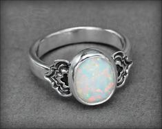 Art Deco Style Oval Opal Ring - LE Jewelry Designs Oval Opal Ring, Unicorn Purple, Lauren Elizabeth, Synthetic Opal, Ring Sizer, Opal Ring, Cornflower Blue, Art Deco Style, Ring Sterling Silver